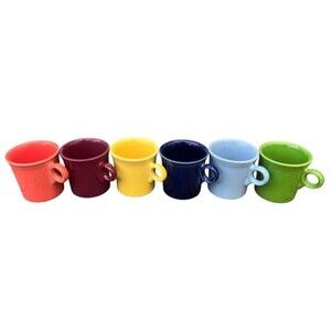 Set of 6 Fiesta Ware HLC Tom & Jerry Coffee Mugs O Ring Handle Cups Assrt Colors